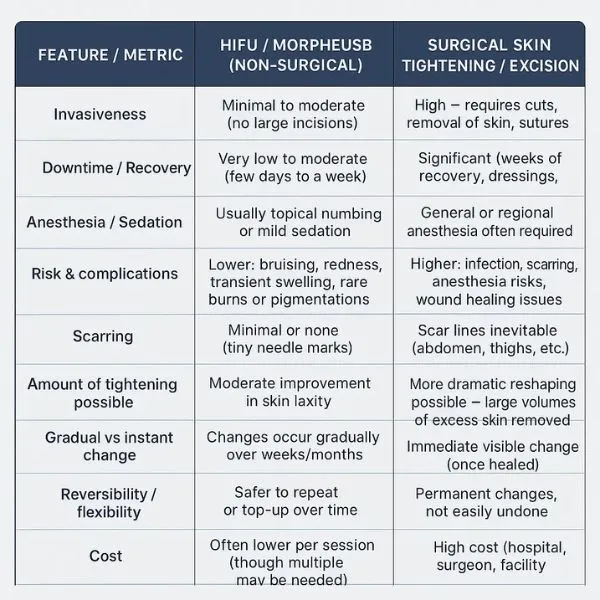 Lost the Weight but Not the Loose Skin? 3 A table showing the benefits of Lipo Sculpt Olney treatments to combat loose skin.
